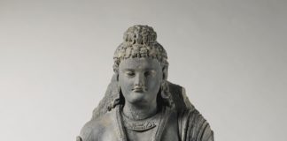 A Grey Schist Figure of a Standing Bodhisattva