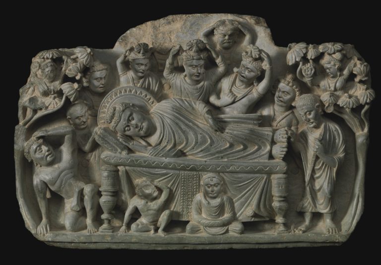 A Grey Schist Relief Depicting the Parinirvana of Buddha
