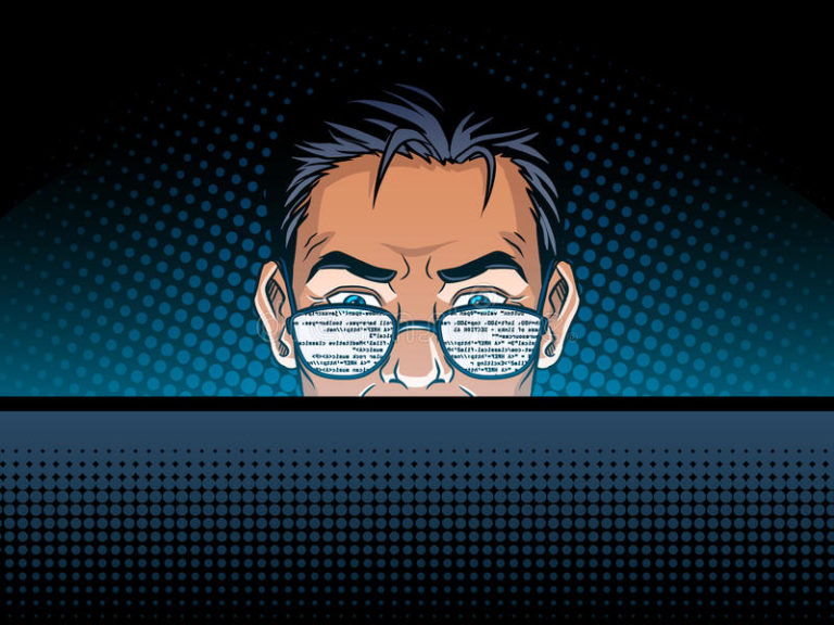 software-developer-work-comic-book-style-vector-pop-art-retro-illustration-engineer-96234141