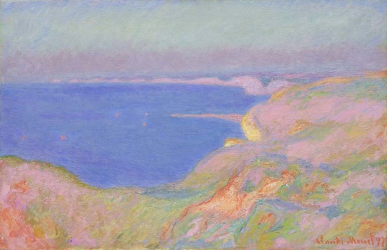 Monet-Sur-la-falaise-pres-de-Dieppe-soleil-couchant